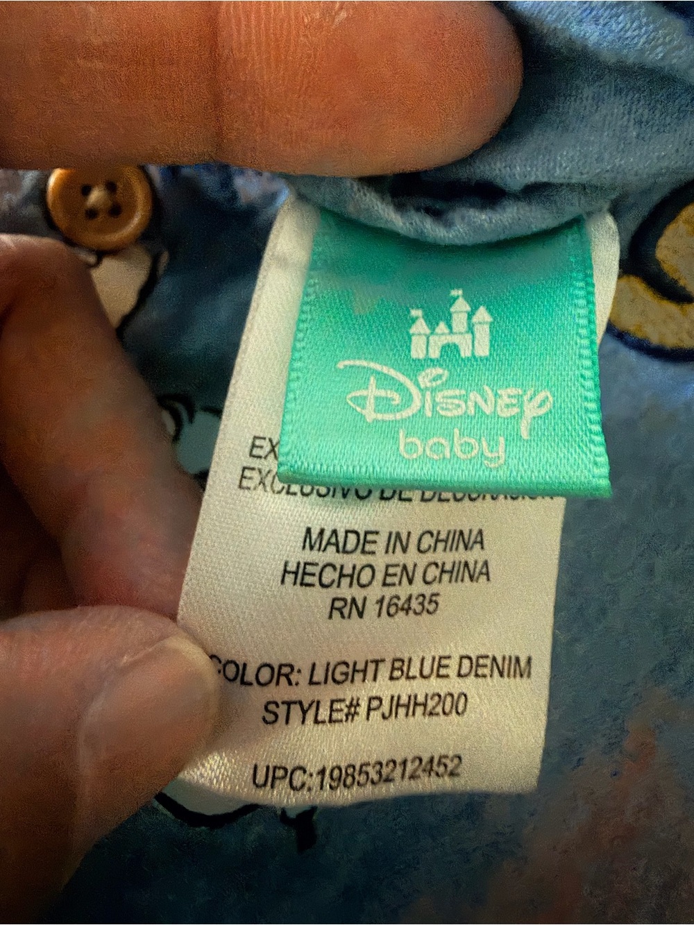 Disney Light Blue Denim Stitch Appliqué Shortalls - Picture 3 of 4